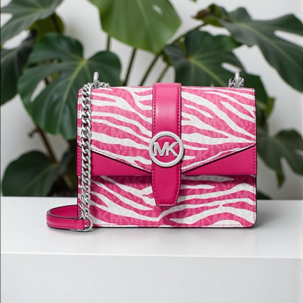 🩷MICHAEL MICHAEL KORS🩷Greenwich Dragonfruit Animal Print Sm Flap Crossbody/NWT